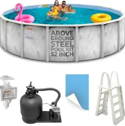 Shop Square 18’x52′ Steel Wall Above Ground Pool Kit Silver