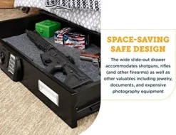 SnapSafe Under Bed Safe Large for Firearms and Valuables Black 40 x 6 x 22 Inches