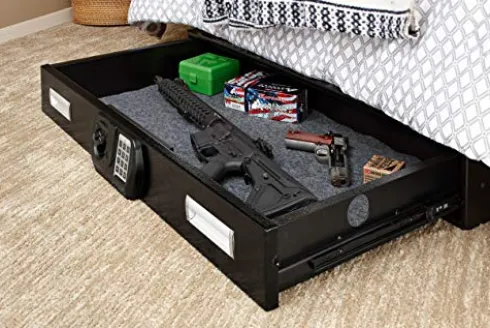 SnapSafe Under Bed Safe Large for Firearms and Valuables Black 40 x 6 x 22 Inches