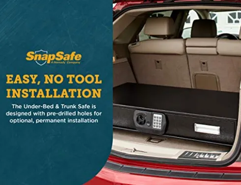 SnapSafe Under Bed Safe Large for Firearms and Valuables Black 40 x 6 x 22 Inches