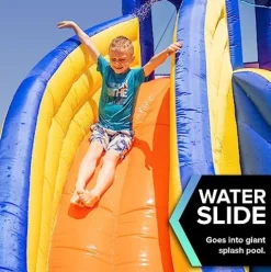 Sportspower Big Wave 2 Inflatable Water Slide with Climbing Wall and Blower Blue/Yellow