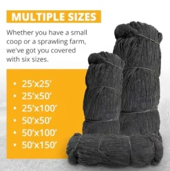 Stromberg’s 1″ Knotted Game Bird Netting Black – Heavy Duty, UV-Resistant, 85 lb Break Strength, 50′ x 100′