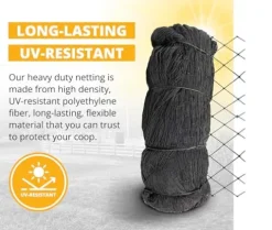 Stromberg’s 1″ Knotted Game Bird Netting Black – Heavy Duty, UV-Resistant, 85 lb Break Strength, 50′ x 100′