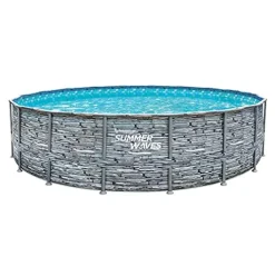 Summer Waves 18ft Elite Frame Above-Ground Pool with Filter Pump, Ladder & Pool Cover Gray
