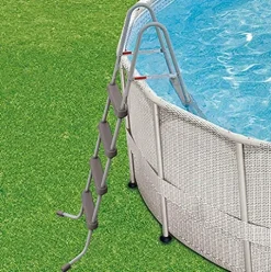 Summer Waves 20ft x 48in Above Ground Swimming Pool Set with Ladder & Cover Gray
