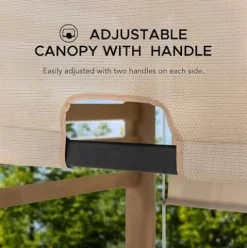 SummerCove Sunjoy Cedar Pergola 10×11 ft with Adjustable Canopy and Privacy Screen Tan
