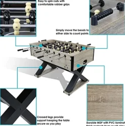 Sunnydaze Delano 54.5-Inch Foosball Table Gray