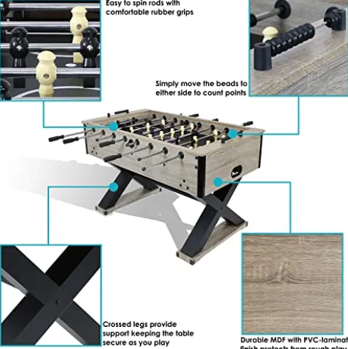Sunnydaze Delano 54.5-Inch Foosball Table Gray