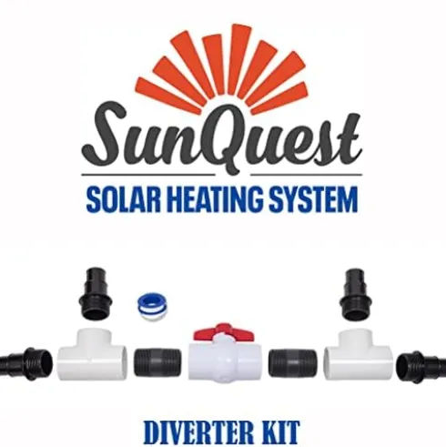 SunQuest Solar Pool Heater System with Diverter Kit, 4 Collectors, On Ground