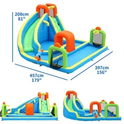 SunSports Inflatable Water Slide Park with Tunnel for Kids Outdoor
