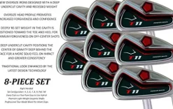 Swift Speed Big & Tall Black Iron Set +2″ Custom XL XXL Golf Clubs Power Back T11: 4, 5, 6, 7, 8, 9, Pw + Free Sw