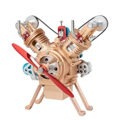 TECHING Mini V2 Engine Model Kit Mechanical Metal DIY Golden