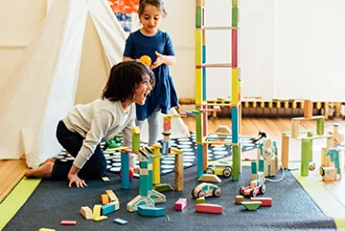 Tegu 240 Piece Classroom Magnetic Wooden Block Set Tints
