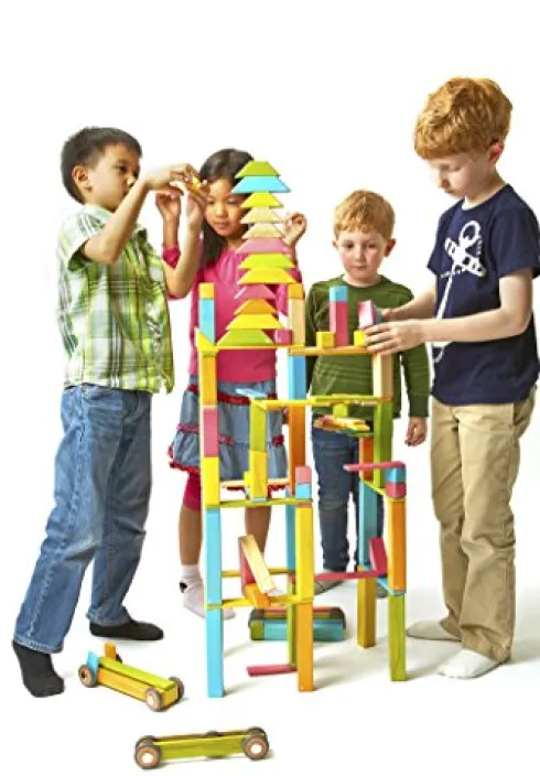 Tegu 240 Piece Classroom Magnetic Wooden Block Set Tints