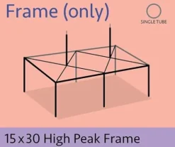 TentandTable 15′ x 30′ High Peak Canopy Tent Frame Only Silver