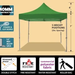 TentandTable 10′ x 10′ Speedy Pop Up Tent Green