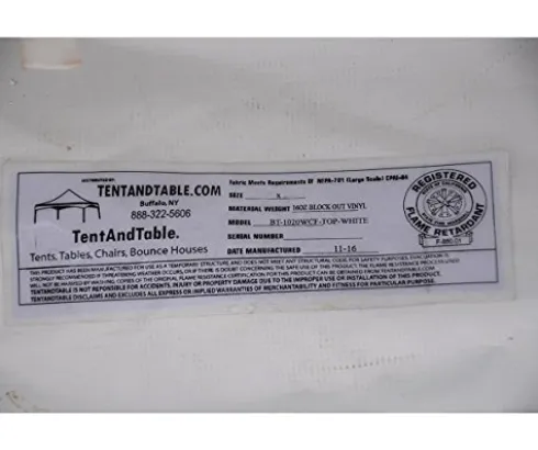 TentandTable 20-Foot x 20-Foot Tent Top White