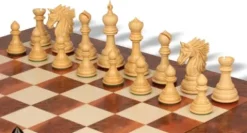 The Chess Store Bucephalus Staunton Chess Set Ebony & Boxwood with Elm Burl & Erable Board 4.5″ King