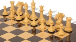 The Chess Store Copenhagen Staunton Chess Set Ebony & Boxwood with Black & Ash Burl Board 4.5″ King