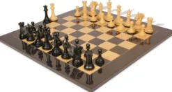 The Chess Store Copenhagen Staunton Chess Set Ebony & Boxwood with Black & Ash Burl Board 4.5″ King