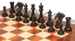 The Chess Store Copenhagen Staunton Chess Set Ebony & Boxwood with Elm Burl & Erable Board 4.5″ King