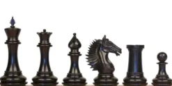 The Chess Store Copenhagen Staunton Chess Set Ebony & Boxwood with Elm Burl & Erable Board 4.5″ King