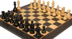 The Chess Store French Lardy Staunton Chess Set with Queen’s Gambit Board – 3.75″ King