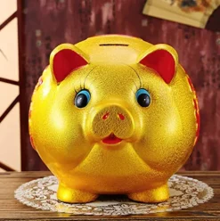 thefancypumpkin Massive 18-Inch Gold Piggy Bank