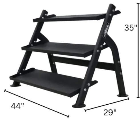 TKO 3-Tier Dumbbell & Kettlebell Rack | Home Gym Organizer | Black Stand