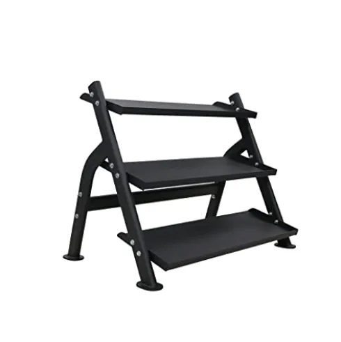 TKO 3-Tier Dumbbell & Kettlebell Rack | Home Gym Organizer | Black Stand