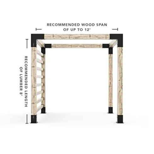 TOJAGRID Any Size Pergola Kit with Post Wall for 6×6 Wood Posts Black