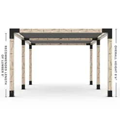 TOJAGRID Double Pergola Kit with 2 Shade Sails for 6×6 Wood Posts Graphite