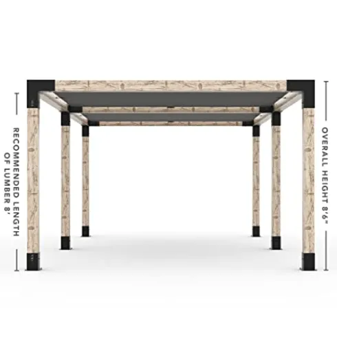 TOJAGRID Double Pergola Kit with 2 Shade Sails for 6×6 Wood Posts Graphite