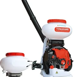 Tomahawk Power 4 Gallon Motorized Backpack Spreader for Granular Fertilizer, Seed, Feed, Salt Ice White