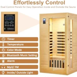 Towallmark Low EMF Infrared Sauna for Home Wood