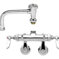 T&S Brass Adjustable Wall Mount Faucet with Swing Nozzle and Garden Hose Outlet