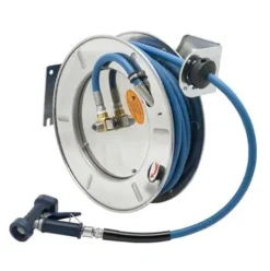 T&S Brass Open Hose Reel Stainless Steel 1/2″ X 50′ with 7/16″ Rear Trigger Water Gun