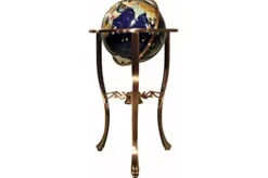 Unique Art Since 1996 37″ 3-Leg Copper Floor Standing Blue Lapis Gemstone Globe