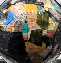 Unique Art Since 1996 Black Pearl Swirl Gemstone Globe with Silver Stand