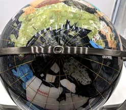 Unique Art Since 1996 Black Pearl Swirl Gemstone Globe with Silver Stand