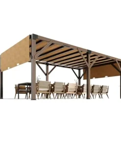 VerisShade 12 Ft x 20 Ft Cedar Pergola with Canopy Reddish-Brown