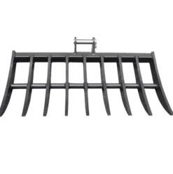 Wallemac Land Clearing Root Rake 36″ for Bobcat Mini Excavator Dark Grey