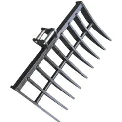 Wallemac Land Clearing Root Rake 36″ for Bobcat Mini Excavator Dark Grey