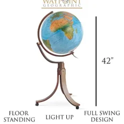 Waypoint Geographic Emily 20” Illuminated Decorative Globe Blue Ocean Styling