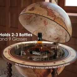 Waypoint Geographic Explora Bar Globe 16″ Liquor Storage Mini Bar Honey Brown