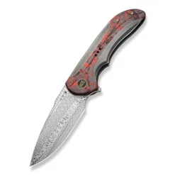 WE Knife Polished Gray Titanium Handle with Lava Flow Fat Carbon Fiber Inlay Black