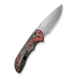 WE Knife Polished Gray Titanium Handle with Lava Flow Fat Carbon Fiber Inlay Black