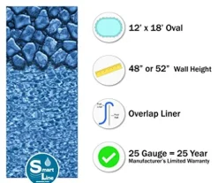 Wilbar 12×18 Oval Above-Ground Swimming Pool 48-Inch Boulder Swirl Gray