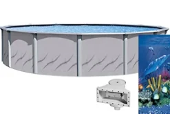 Wilbar 24-Foot Round Above-Ground Pool with Antilles Dolphin Liner