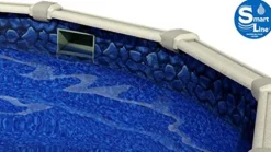 Wilbar Galeria 18×33 Oval Above-Ground Swimming Pool Bundle Kit Blue Taupe